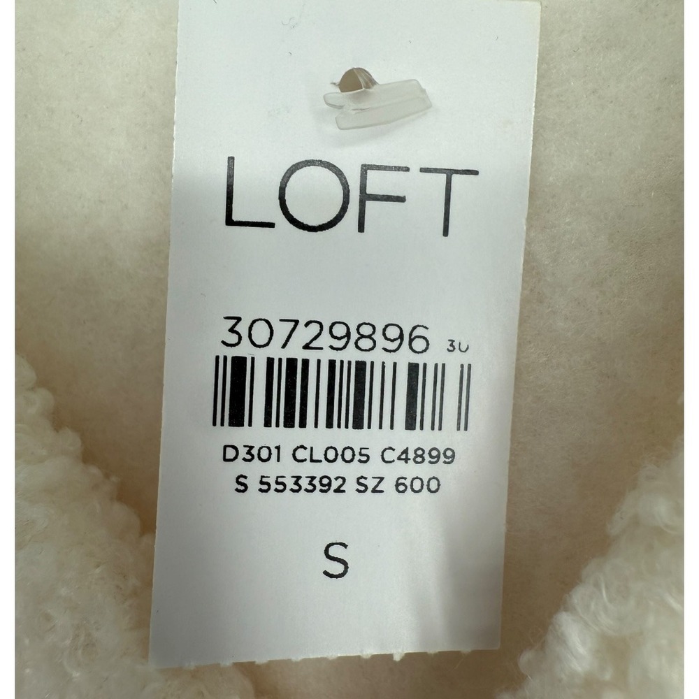 NWT LOFT V-Neck Sherpa Hoodie Ivory Pullover Sweater Top Size Small Cozy Lounge‎ - Picture 4 of 14